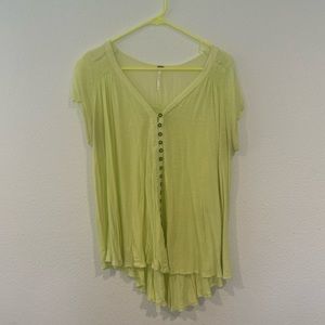 Free People high low neon yellow top